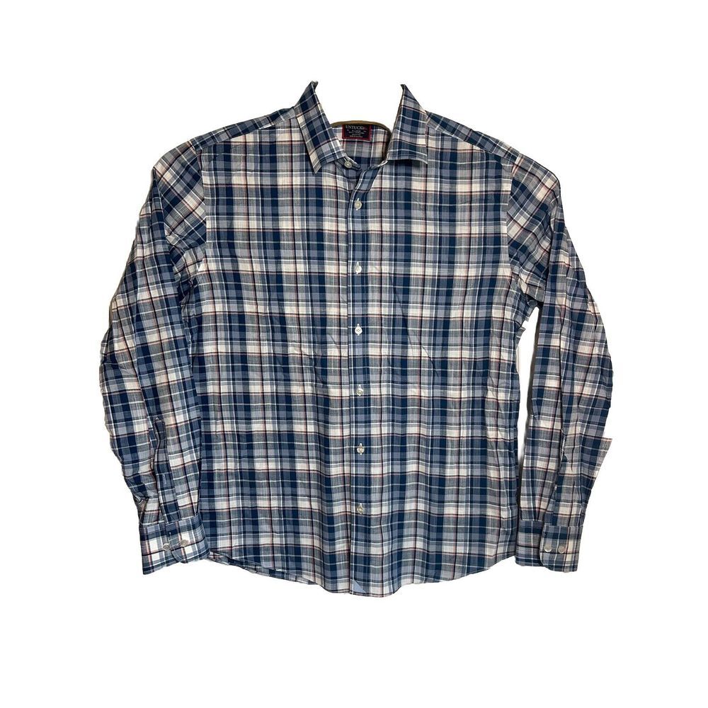 UNTUCKit Blue and White Plaid Button-Down Shirt